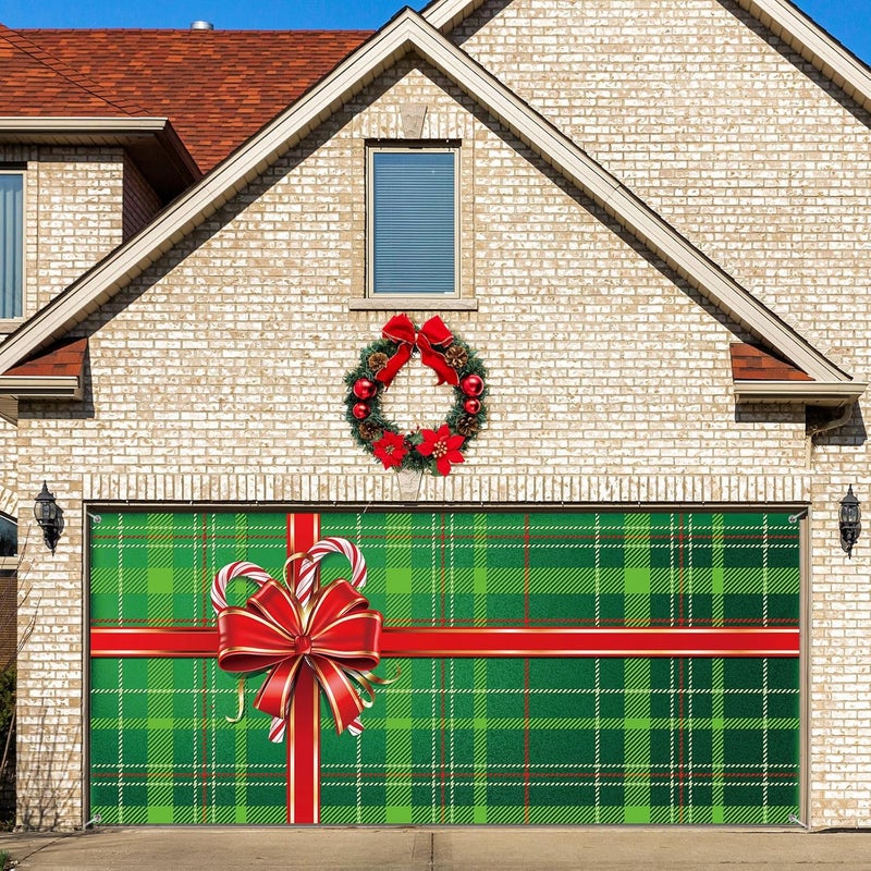 WovWeave Christmas Garage Door Cover - 7 x 16 ft Winter Xmas Garage Backdrop Banner for Outdoor Decoration (Gift Box) - Image 4